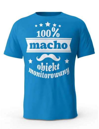 Koszulka Męska, 100% Macho Obiekt Monitorowany, Prezent Dla Mężczyzny