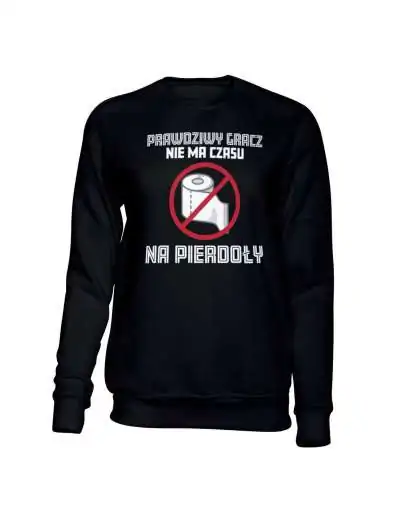 Bluza Męska Bez Kaptura, Prawdziwy Gracz Nie Ma Czasu Na Pierdoły, Prezent 
