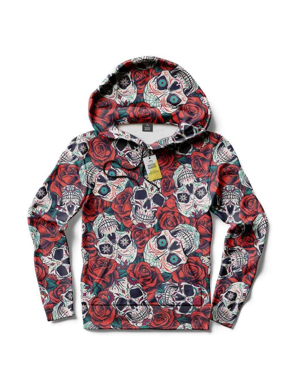 Bluza Fullprint z Kapturem, Rose Skull 