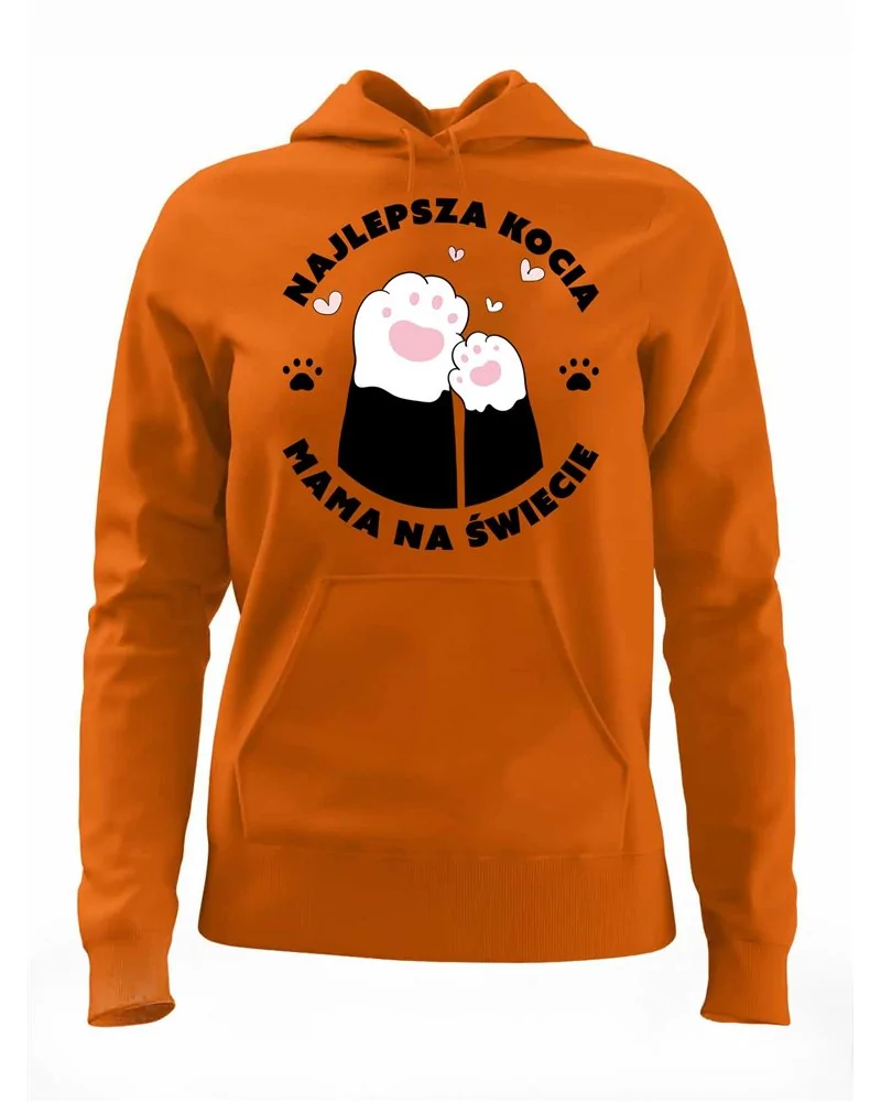 Bluza Damska z Kapturem, Najlepsza Kocia Mama Na Świecie, Prezent