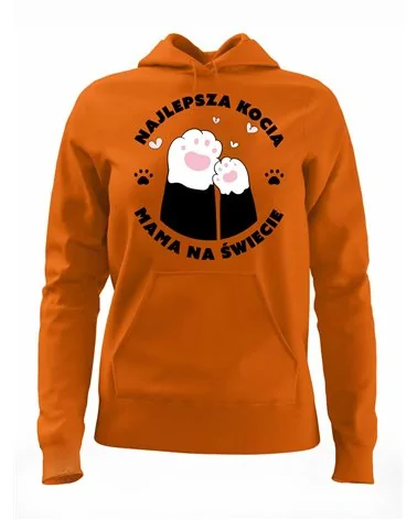 Bluza Damska z Kapturem, Najlepsza Kocia Mama Na Świecie, Prezent