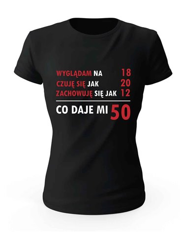 Koszulka Damska, Co Daje Mi 50, Prezent 