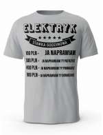 Koszulka Cennik Elektryka, T-shirt Męski, Prezent