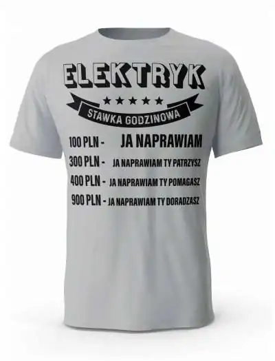 Koszulka Cennik Elektryka, T-shirt Męski, Prezent
