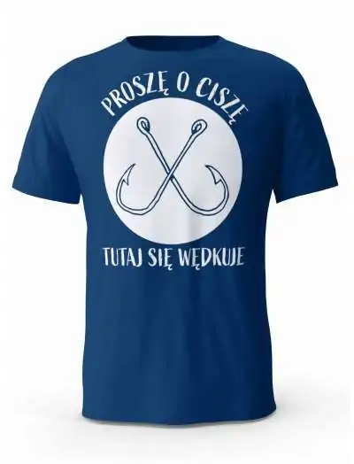 Koszulka Proszę o Ciszę Tutaj Się Wędkuje, T-shirt Męski, Prezent